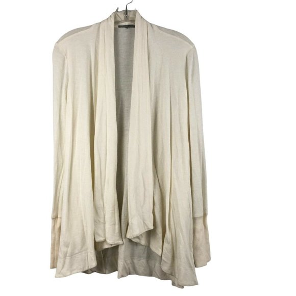 James Perse Open Drape Wrap Cardigan Sweater Ivory Size 2 Medium Long Sleeves - Picture 1 of 4